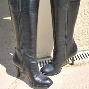 Black Cole Haan  Knee Length Leather Boots Nike Air Size 8